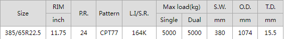 Таблица размеров шин Compasal CPT77